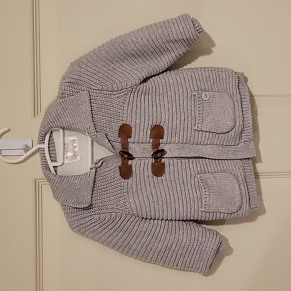 Mayoral Gray Knit Jacket with Toggle Closures, 6-9M
